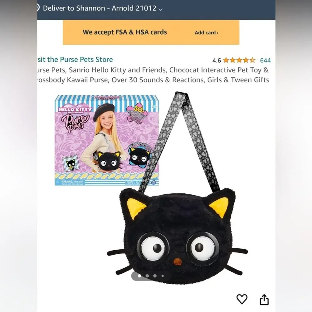 Hello Kitty purse pets Chococat style black cat midnight nwt and super cute